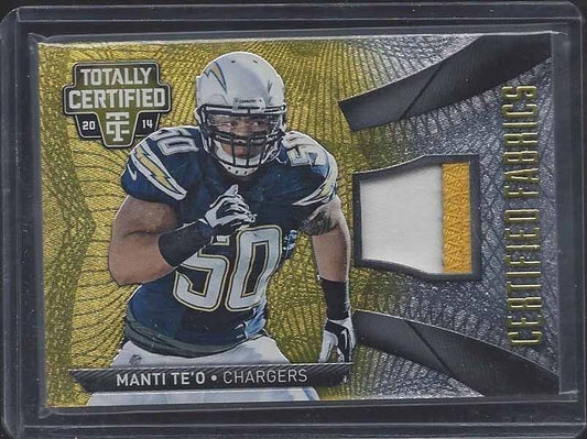 MANTI TE'O 2014 TOTALLY CERTIFIED FABRICS GOLD 2 COLOR CHARGERS PATCH #D 11/25