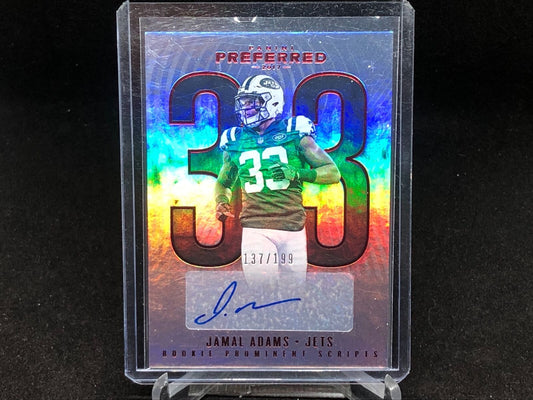 JAMAL ADAMS 2017 PANINI PREFERRED PROMINENT SCRIPTS RED AUTO RC #D 137/199