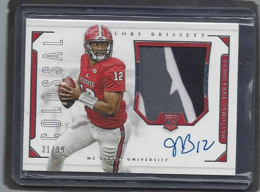 JACOBY BRISSETT 2016 NATIONAL TREASURES COLOSSAL JUMBO LOGO PATCH AUTO RC #D /99