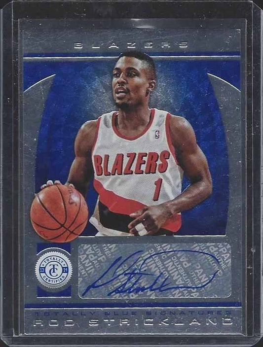 ROD STRICKLAND 2013-14 TOTALLY CERTIFIED BLUE BLAZERS AUTO #D 35/49