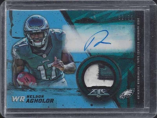 NELSON AGHOLOR 2015 TOPPS FIRE BLUE RPA 3 COLOR EAGLES ROOKIE PATCH AUTO RC /75