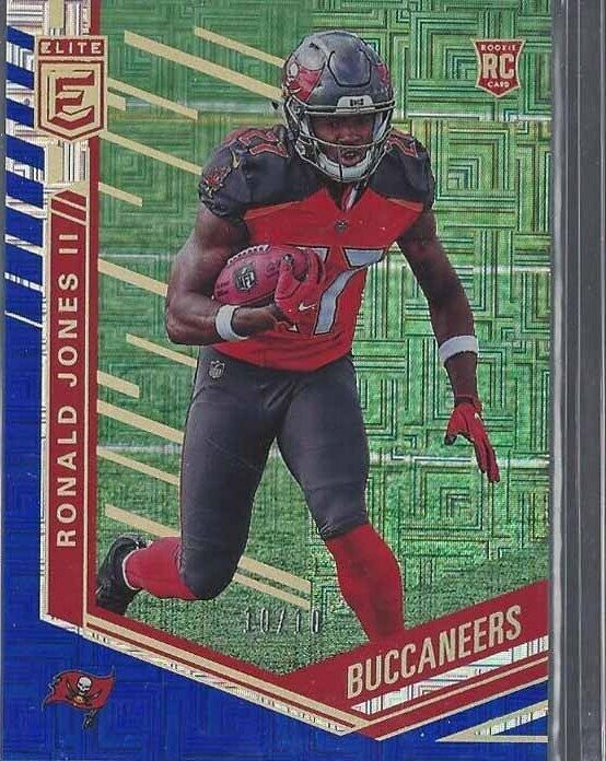 RONALD JONES II 2018 ELITE BLUE ESCHER SQUARES ROOKIE RC #D 10/10