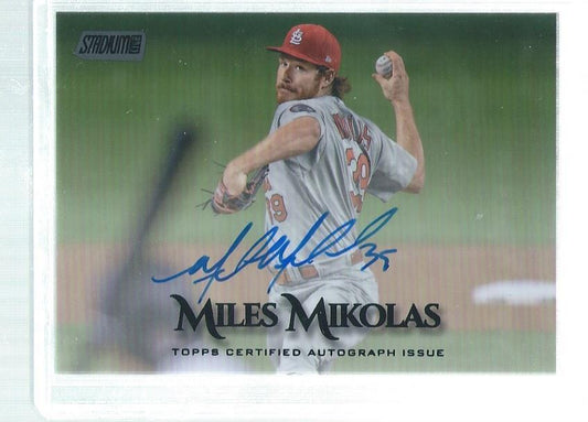 MILES MIKOLAS 2019 TOPPS STADIUM CLUB BLACK ON CARD AUTO #D 4/25