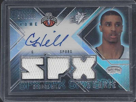 GEORGE HILL 2008-09 SPX HOME TRIPLE ROOKIE JERSEY AUTO RC #D 146/599