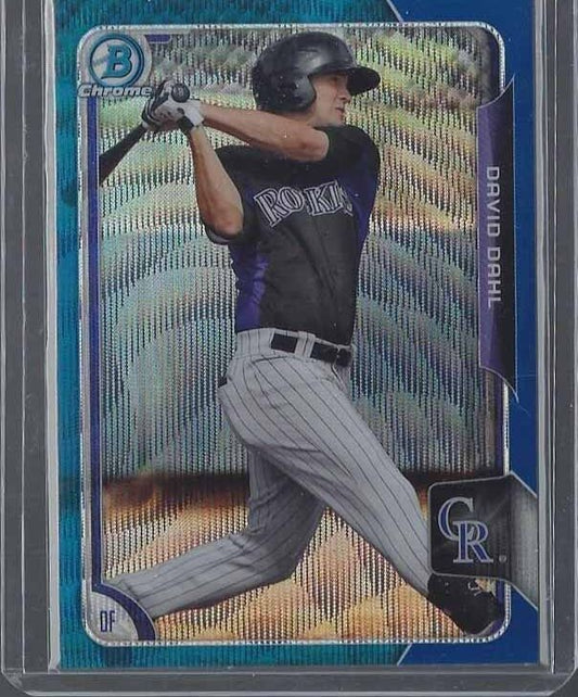 DAVID DAHL 2015 BOWMAN CHROME PROSPECTS BLUE WAVE REFRACTOR PROSPECT #19