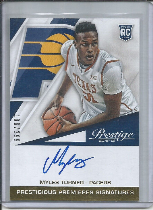 MYLES TURNER 2015-16 PRESTIGE PRESTIGIOUS SIGNATURES ON CARD AUTO ROOKIE RC /299