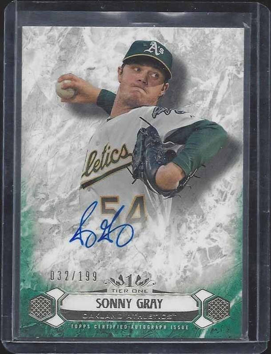 SONNY GRAY 2016 TOPPS TIER ONE A'S ON CARD AUTO #D 32/199