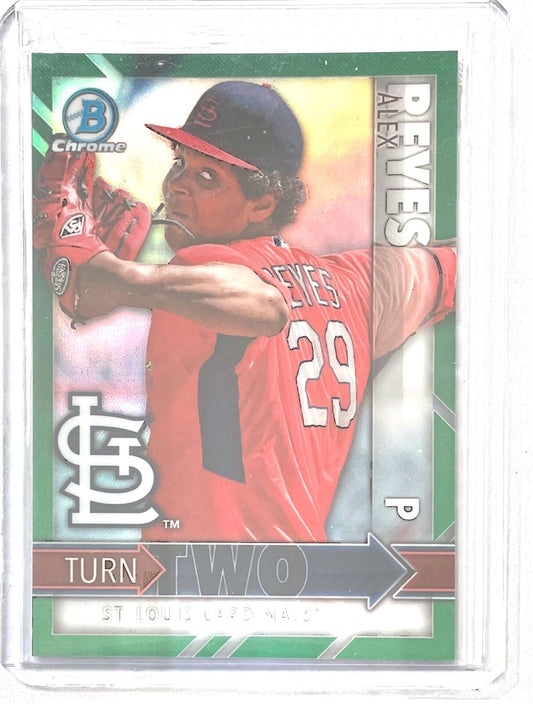 ALEX REYES / JACK FLAHERTY 2016 BOWMAN CHROME TURN TWO GREEN REFRACTOR #D 44/99