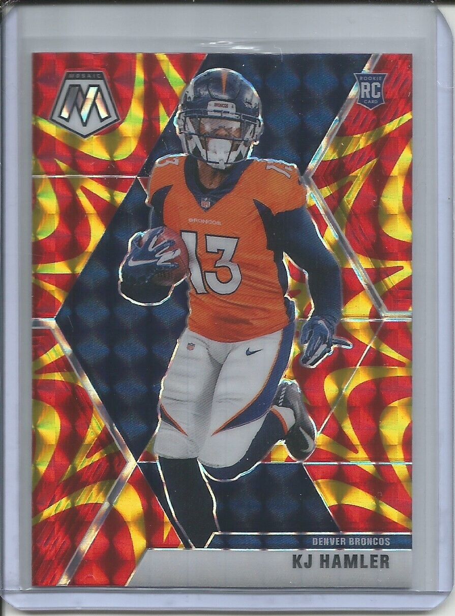 KJ HAMLER 2019-20 PANINI MOSAIC REACTIVE GOLD PRIZM ROOKIE RC BRONCOS