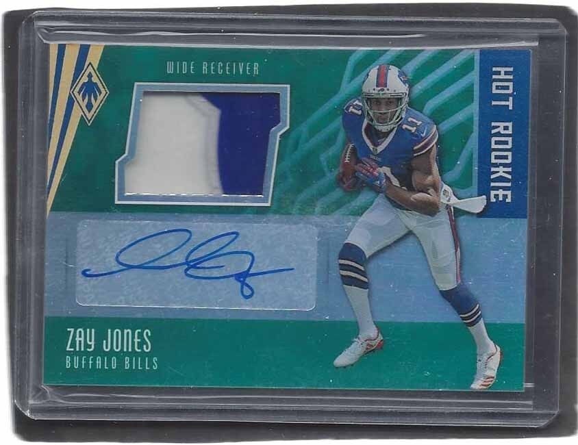 ZAY JONES 2017 PANINI PHOENIX HOT ROOKIE AQUA 3 COLOR PATCH AUTO RC #D 6/10
