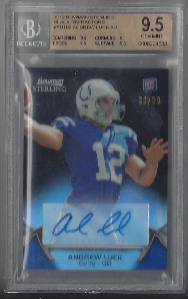 ANDREW LUCK 2012 BOWMAN STERLING BLACK REFRACTOR COLTS AUTO RC #D 36/50 BGS 9.5