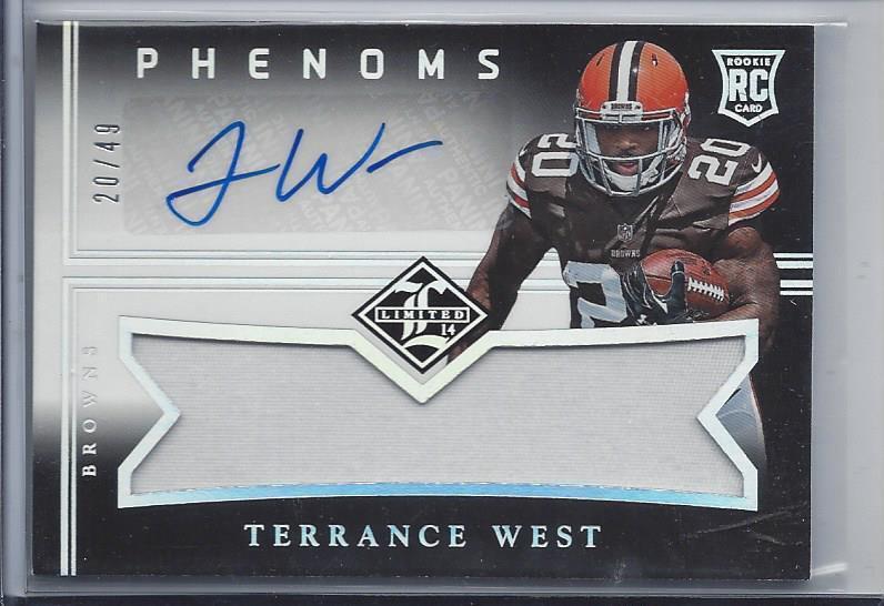 1/1 TERRANCE WEST 2014 LIMITED PHENOMS SILVER PATCH AUTO RC #D 20/49 JERSEY #20!