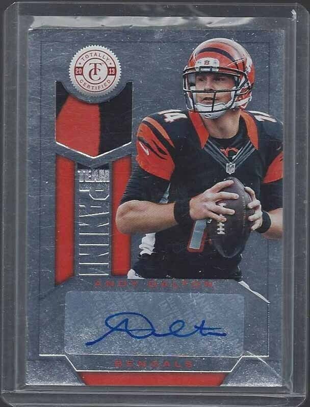 ANDY DALTON 2013 TOTALLY CERTIFIED TEAM PANINI 2 COLOR PATCH AUTO #D 7/10