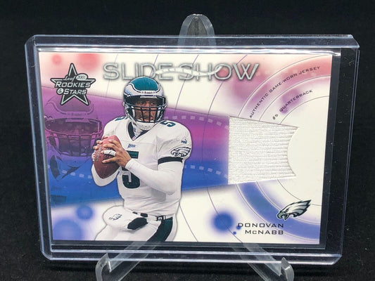 DONOVAN MCNABB 2001 DONRUSS ROOKIES & STARS SLIDESHOW GAME WORN JERSEY #D 38/100