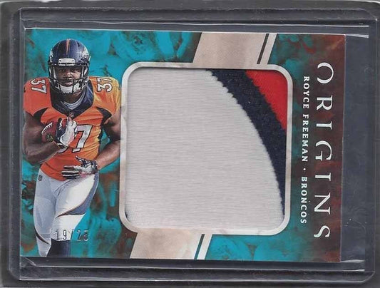 ROYCE FREEMAN 2018 PANINI ORIGINS JUMBO 3 COLOR BRONCOS ROOKIE PATCH AUTO RC /25