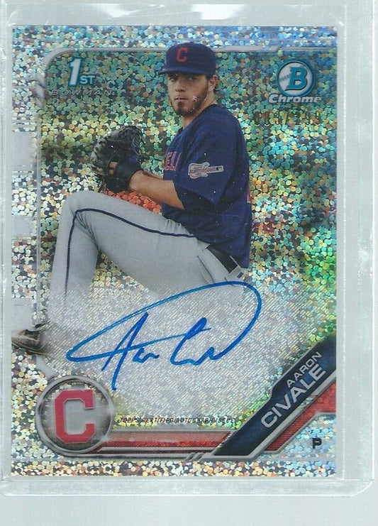 AARON CIVALE 2019 BOWMAN CHROME 1ST ON CARD AUTO SPECKLE REFRACTOR #D 83/299