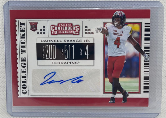 DARNELL SAVAGE JR. 2019 PANINI CONTENDERS DRAFT PICKS COLLEGE TICKET RC #300