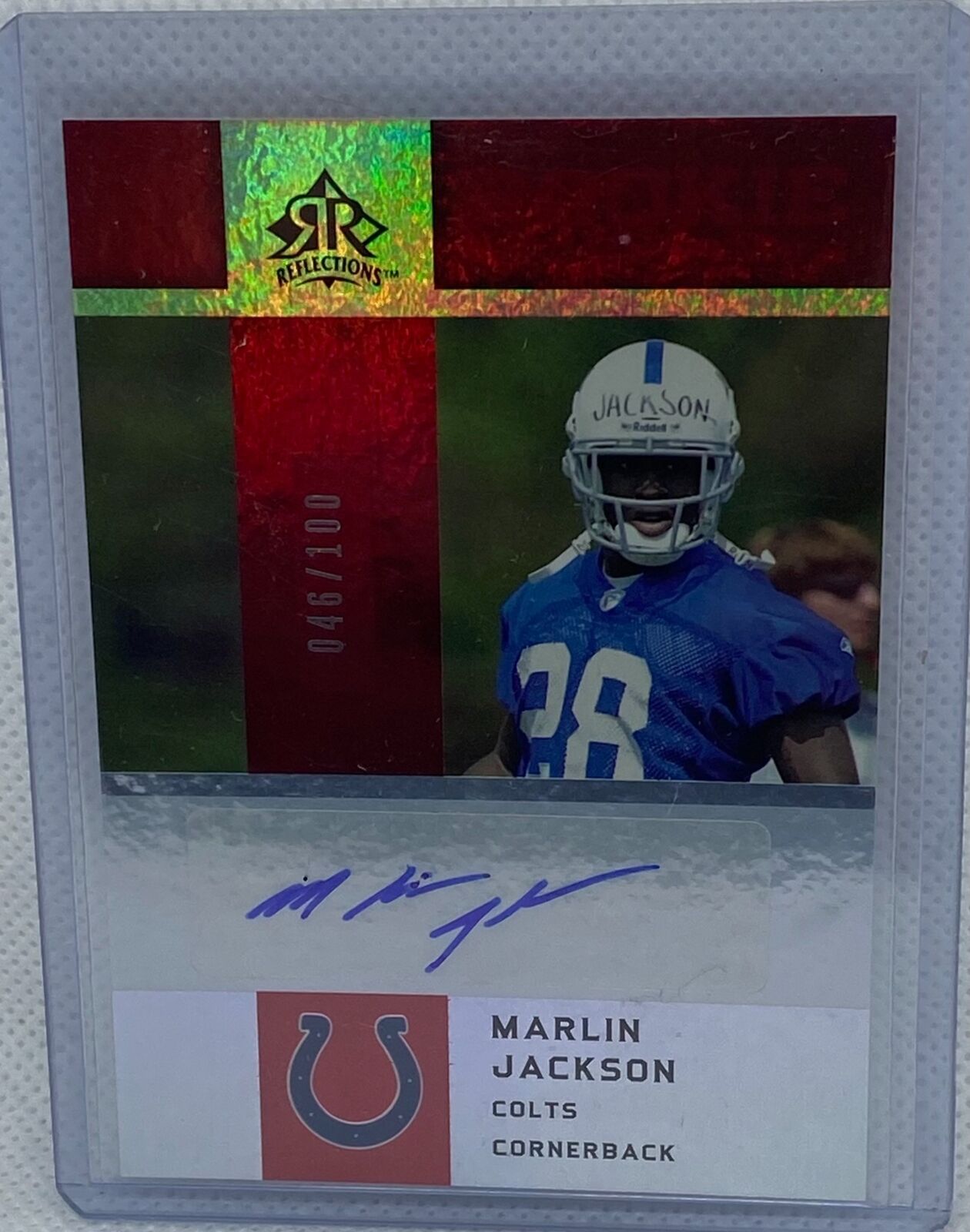 MARLIN JACKSON 2005 UPPER DECK REFLECTIONS RED AUTO RC #D 46/100