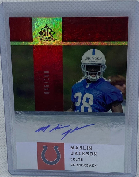 MARLIN JACKSON 2005 UPPER DECK REFLECTIONS RED AUTO RC #D 46/100