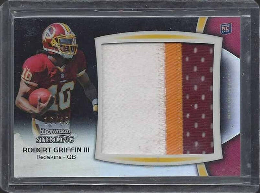 ROBERT GRIFFIN III 2012 BOWMAN STERLING BLACK REFRACTOR JUMBO PATCH RC #D 16/45