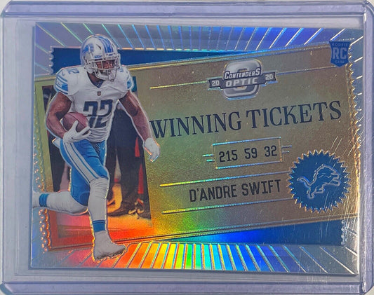D'ANDRE SWIFT 2020 CONTENDERS OPTIC WINNING TICKETS SILVER PRIZM ROOKIE RC #WT22