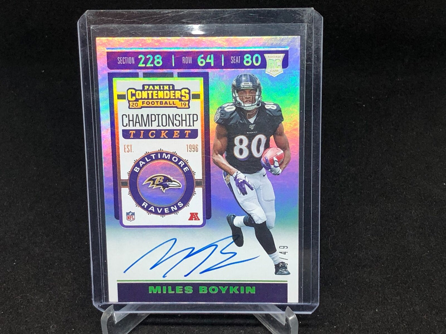 MILES BOYKIN 2019 PANINI CONTENDERS CHAMPIONSHIP TICKET ON CARD AUTO RC #D 43/49