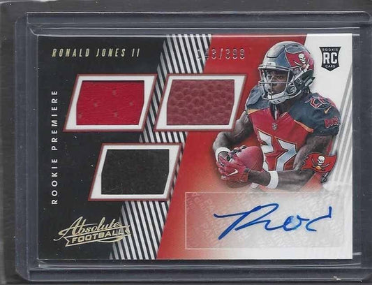 RONALD JONES II 2018 ABSOLUTE RPM PREMIERE TRIPLE PATCH AUTO RC #D 143/399