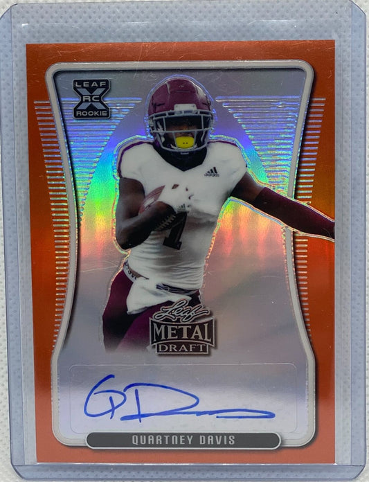 QUARTNEY DAVIS 2020 LEAF METAL DRAFT ORANGE RAINBOW AUTO RC #D 3/7
