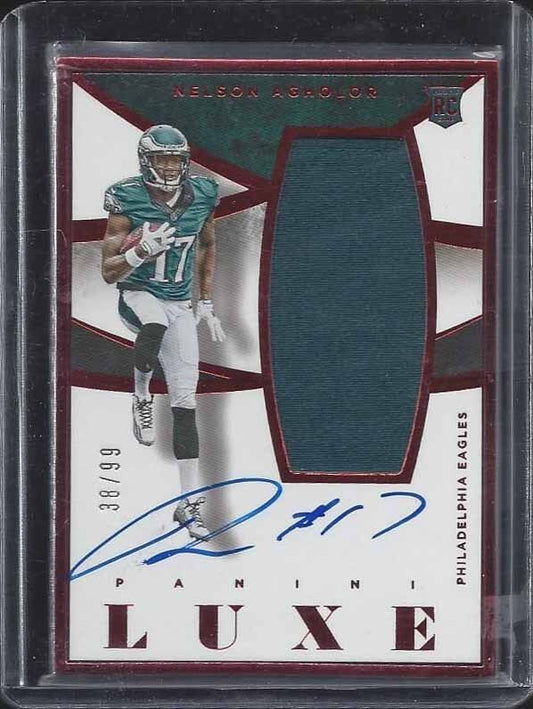 NELSON AGHOLOR 2015 PANINI LUXE RED FRAME JUMBO JERSEY ON CARD AUTO RC #D 38/99