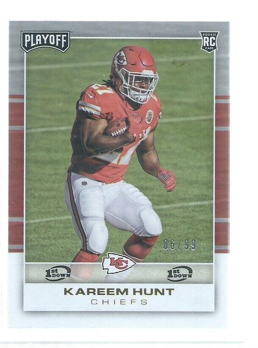 KAREEM HUNT 2017 PLAYOFF 1ST DOWN ROOKIE RC #D 6/99