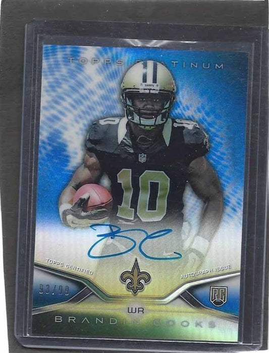 BRANDIN COOKS 2014 TOPPS PLATINUM BLUE REFRACTOR ON CARD ROOKIE AUTO RC #D 93/99