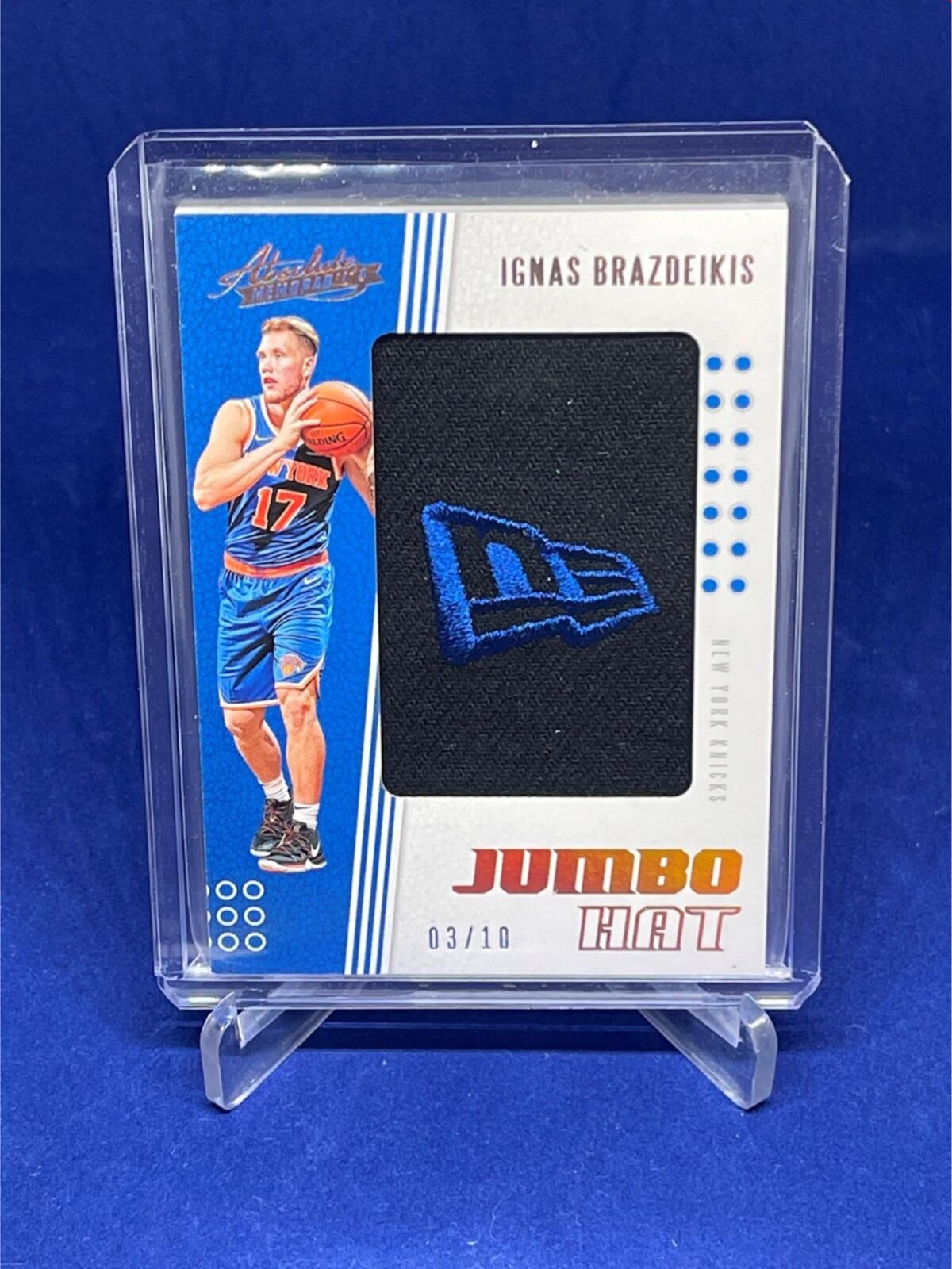 IGNAS BRAZDEIKIS 2019-20 PANINI ABSOLUTE JUMBO HAT LOGO PATCH ROOKIE RC #D 3/10