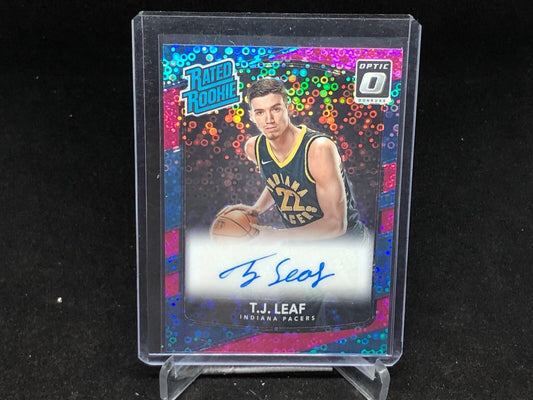 TJ LEAF 2017-18 PANINI DONRUSS OPTIC FAST BREAK PINK HOLO AUTO RC #D 8/20