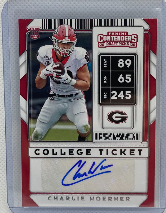 CHARLIE WOERNER 2020 PANINI CONTENDERS DRAFT PICKS COLLEGE TICKET AUTO RC #281
