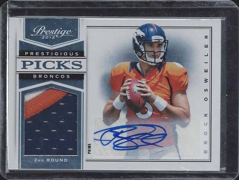 BROCK OSWEILER 2012 PRESTIGE PRESTIGIOUS PICKS 3 COLOR PATCH AUTO RC #D 85/99