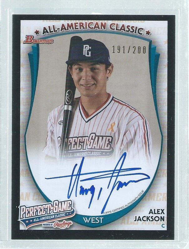 ALEX JACKSON 2013 BOWMAN ALL AMERICAN CLASSIC PERFECT GAME ON CARD AUTO #D /200
