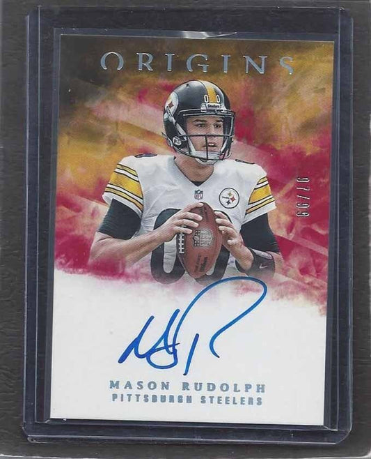 MASON RUDOLPH 2018 ORIGINS RED STEELERS ON CARD ROOKIE AUTO RC #D 97/99