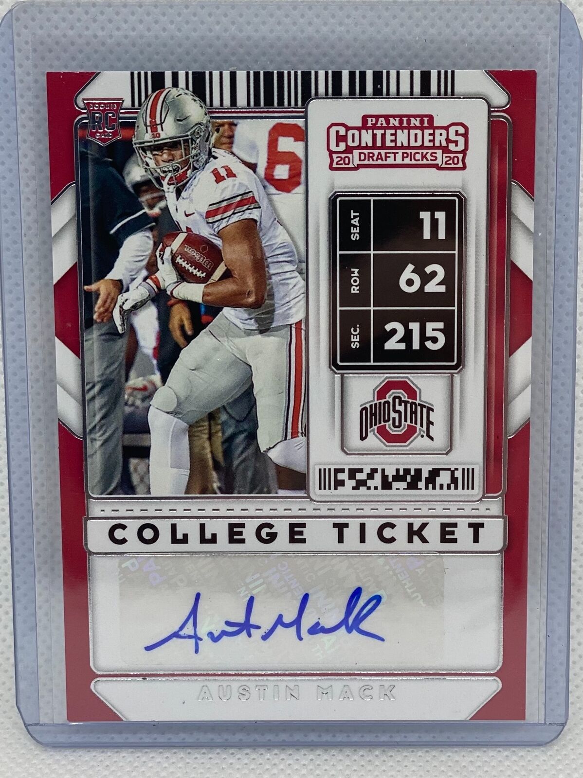 AUSTIN MACK 2020 PANINI CONTENDERS DRAFT PICKS COLLEGE TICKET AUTO RC #242