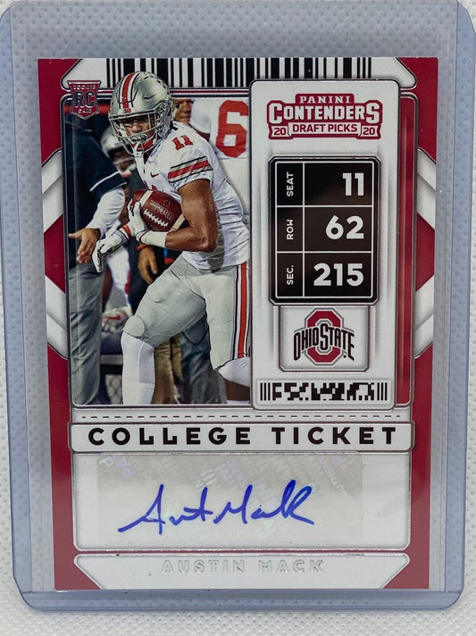 AUSTIN MACK 2020 PANINI CONTENDERS DRAFT PICKS COLLEGE TICKET AUTO RC #242