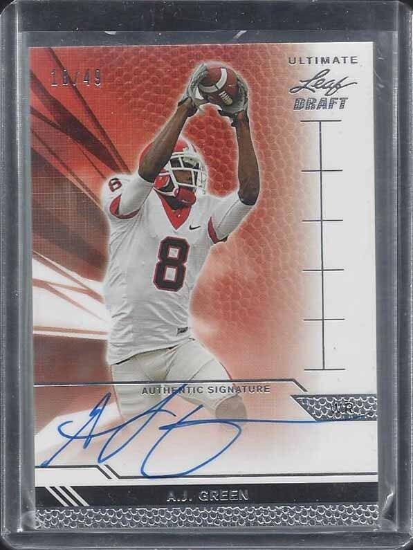 1/1 A.J. GREEN 2011 LEAF ULTIMATE DRAFT ON CARD ROOKIE AUTO RC #D 18/49 JSY #18!