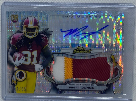 MATT JONES 2015 TOPPS FINEST X-FRACTOR RPA JUMBO PATCH AUTO RC #D 14/35