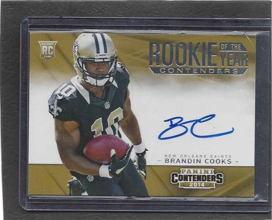 BRANDIN COOKS 2014 PANINI CONTENDERS ROOKIE OF THE YEAR ON CARD AUTO RC
