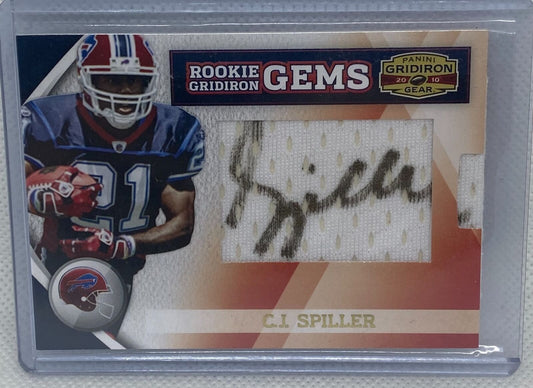 C.J SPILLER 2010 GRIDIRON GEMS GOLD INK SP /25 PULLOUT JERSEY AUTO RC #D 13/228