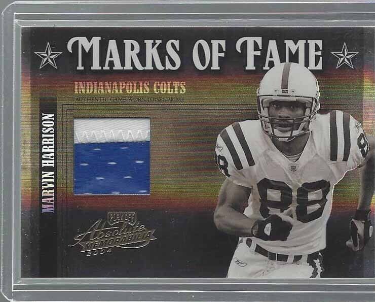MARVIN HARRISON 2004 ABSOLUTE MARKS OF FAME COLTS 2 COLOR PATCH #D 8/25