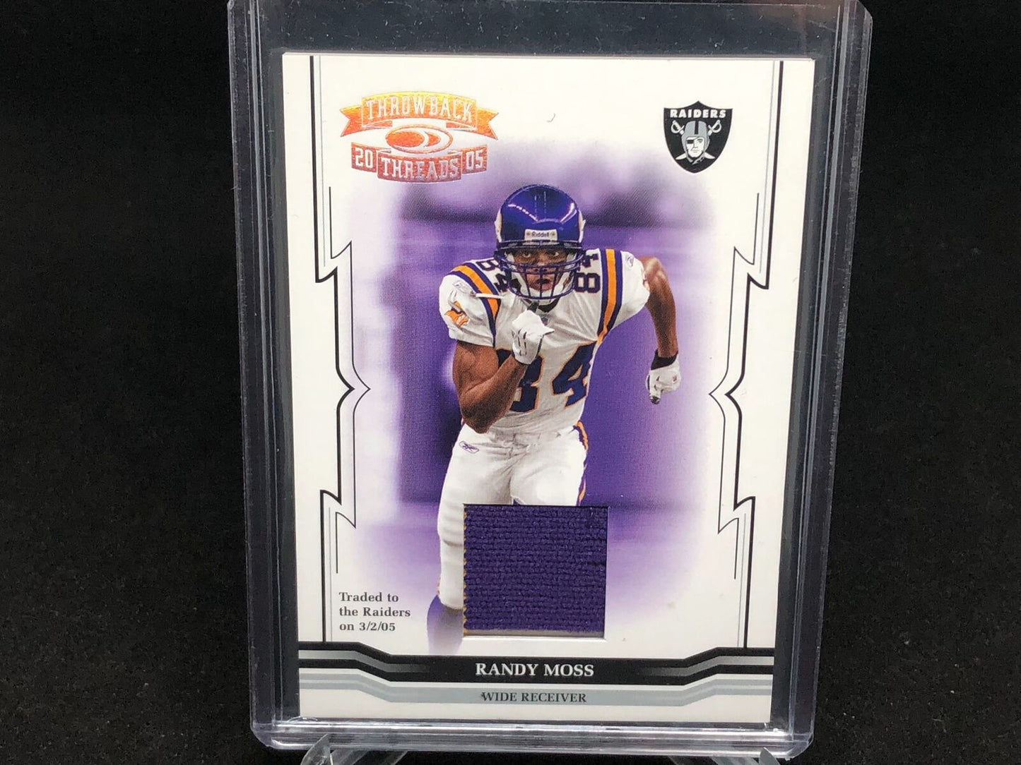 RANDY MOSS 2005 DONRUSS THROWBACK THREADS GAME WORN PATCH #D /25