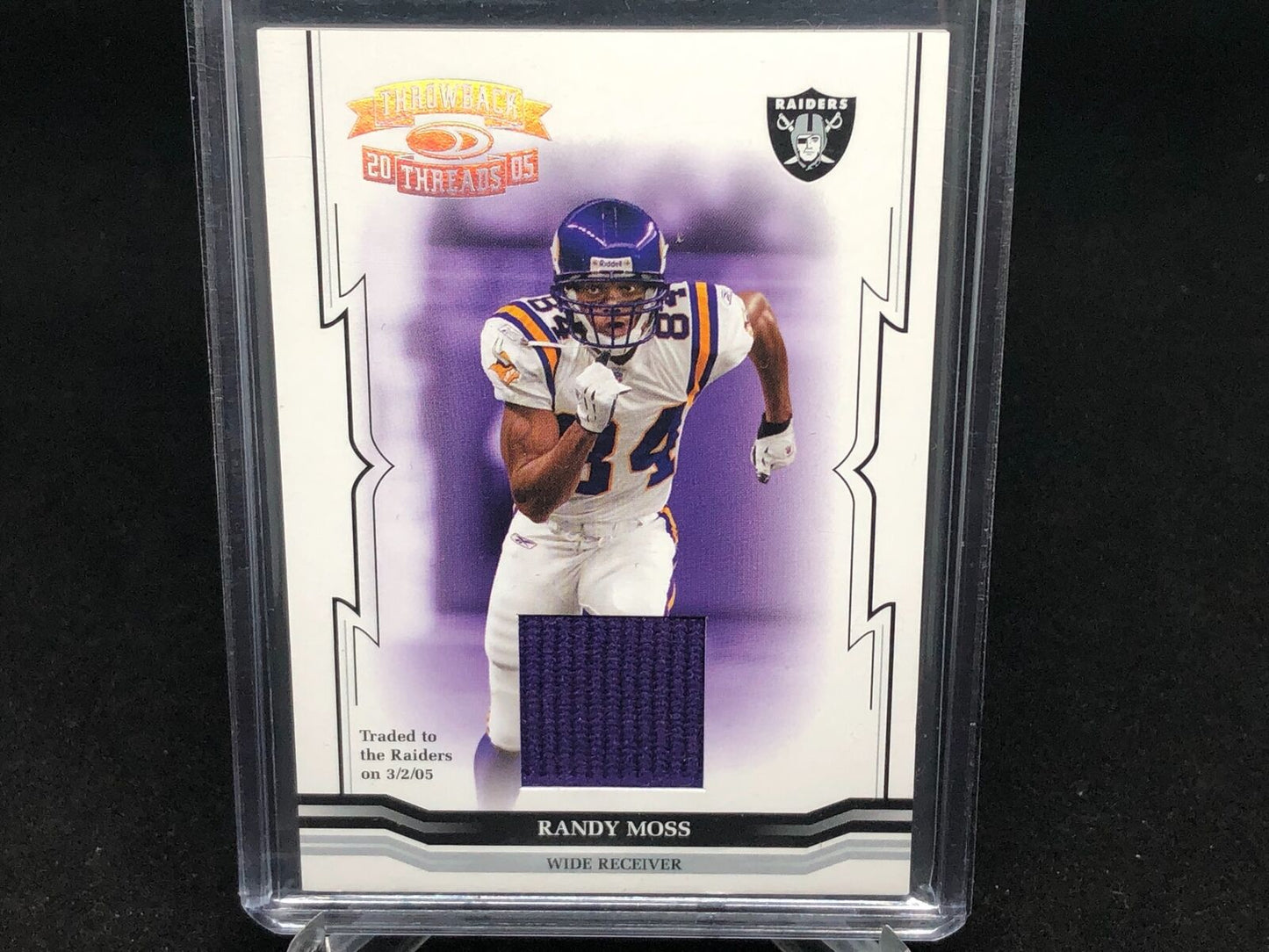 RANDY MOSS 2005 DONRUSS THROWBACK THREADS GAME WORN PATCH #D /25