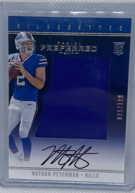 NATHAN PETERMAN 2017 PANINI PREFERRED SILHOUETTES JERSEY ON CARD AUTO RC #D /199