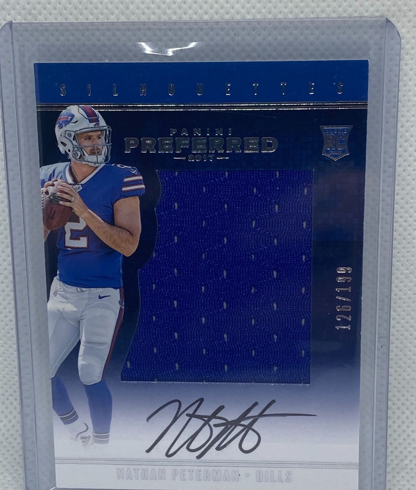 NATHAN PETERMAN 2017 PANINI PREFERRED SILHOUETTES JERSEY ON CARD AUTO RC #D /199