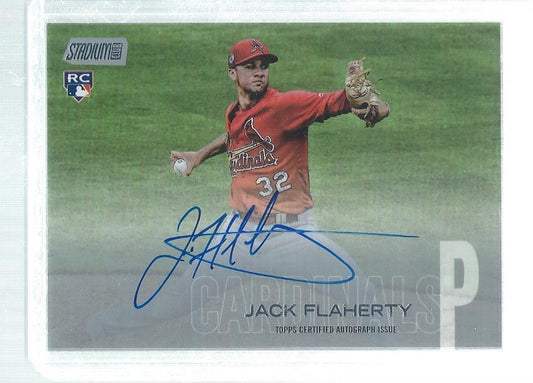 JACK FLAHERTY 2018 TOPPS STADIUM CLUB ON CARD AUTO ROOKIE RC