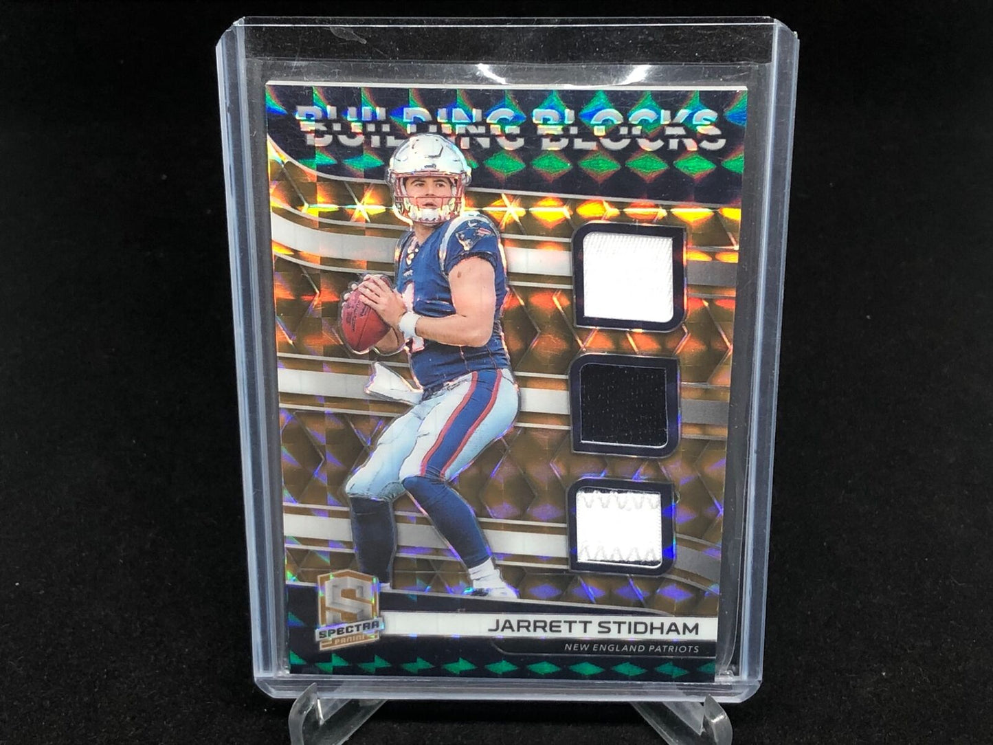 JARRETT STIDHAM 2019 SPECTRA GOLD BUILDING BLOCKS TRIPLE 2 CLR PATCH RC #D 9/10